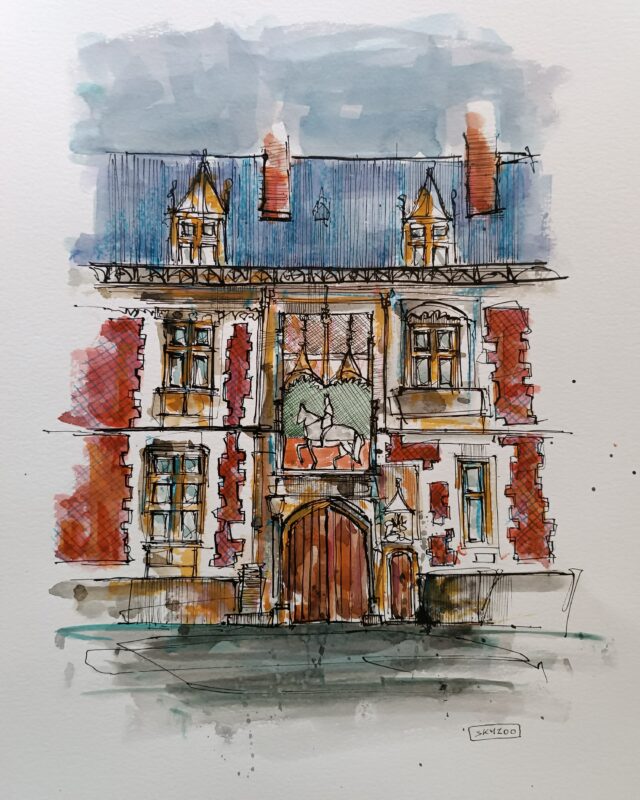 Façade du château de Blois 40x30cm.