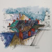 Les toits de Blois. 30×40 cm 